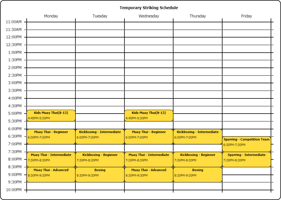 Timetable | Kingdom MMA and Fitness